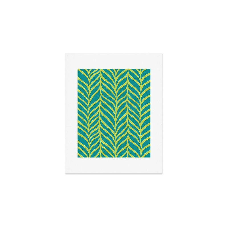 Palm Leaves Pattern Turquoise and Green Art Print Gallery Image 1