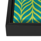 Palm Leaves Pattern Turquoise and Green Framed Canvas Print Gallery Image 3