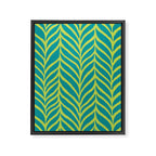 Palm Leaves Pattern Turquoise and Green Framed Canvas Print Gallery Image 8