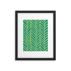 Palm Leaves Pattern Turquoise and Green Framed Art Print Gallery Image 6