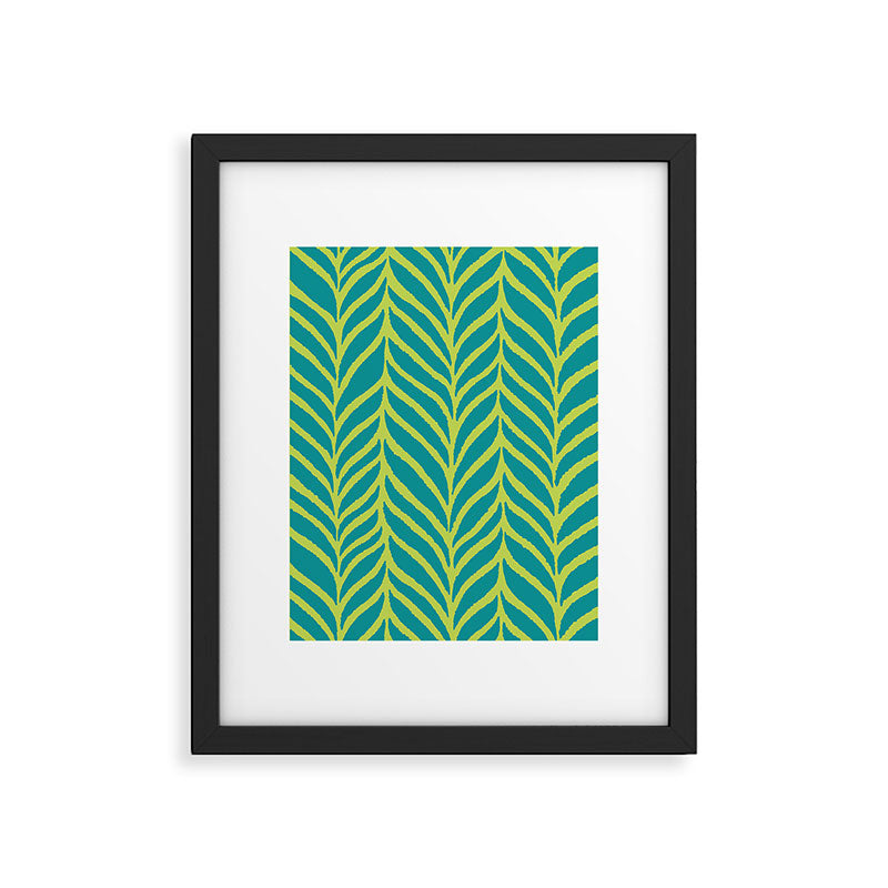 Palm Leaves Pattern Turquoise and Green Framed Art Print Gallery Image 6