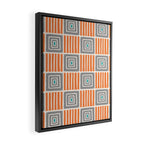 Retro Mid Century Modern Check Pattern 732 Turquoise Orange and Gray Framed Canvas Print Gallery Image 2
