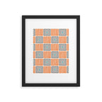Retro Mid Century Modern Check Pattern 732 Turquoise Orange and Gray Framed Art Print Gallery Image 6
