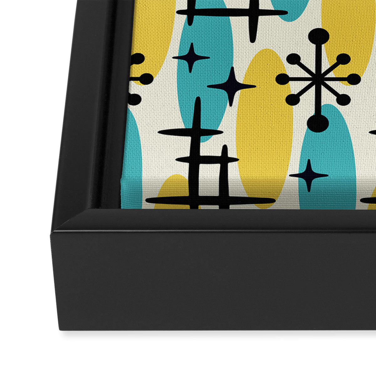 Retro Mid Century Modern Googie Design 231 Turquoise and Yellow Framed Canvas Print Gallery Image 3