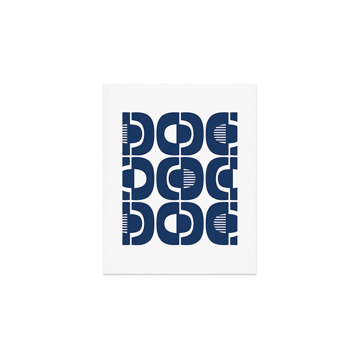 Retro Mid Century Modern Pattern 922 Navy Blue Art Print Gallery Image 1