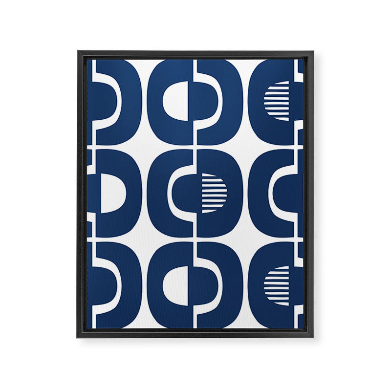 Retro Mid Century Modern Pattern 922 Navy Blue Framed Canvas Print Gallery Image 8