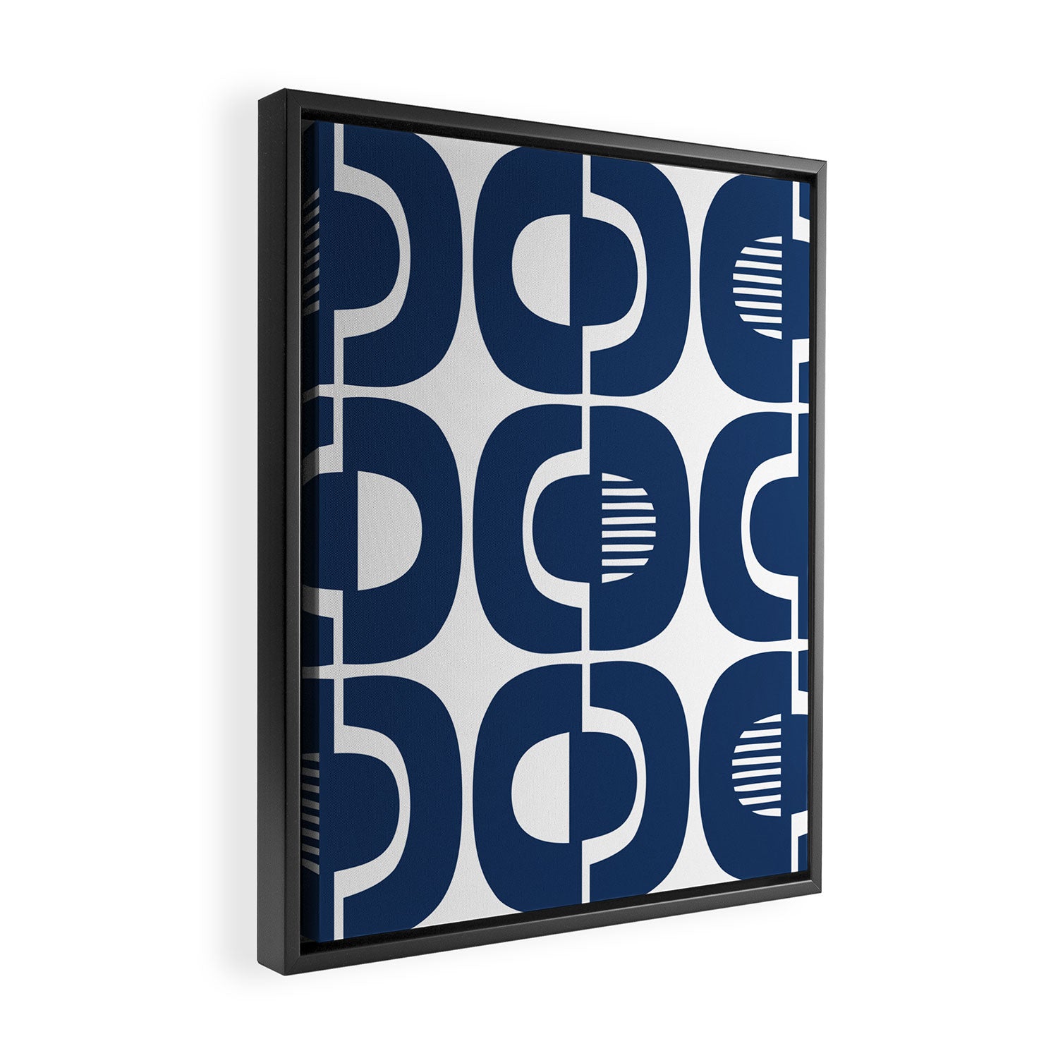 Retro Mid Century Modern Pattern 922 Navy Blue Framed Canvas Print Gallery Image 2