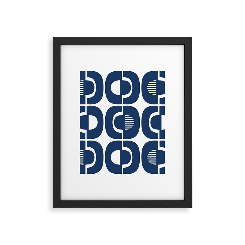 Retro Mid Century Modern Pattern 922 Navy Blue Framed Art Print Gallery Image 6