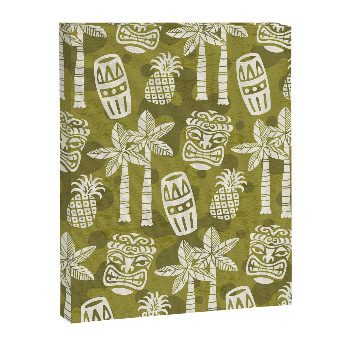 Retro Mid Century Modern Tiki Pattern 523 Olive Green Canvas Print Gallery Image 8