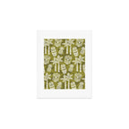 Retro Mid Century Modern Tiki Pattern 523 Olive Green Art Print Gallery Image 1
