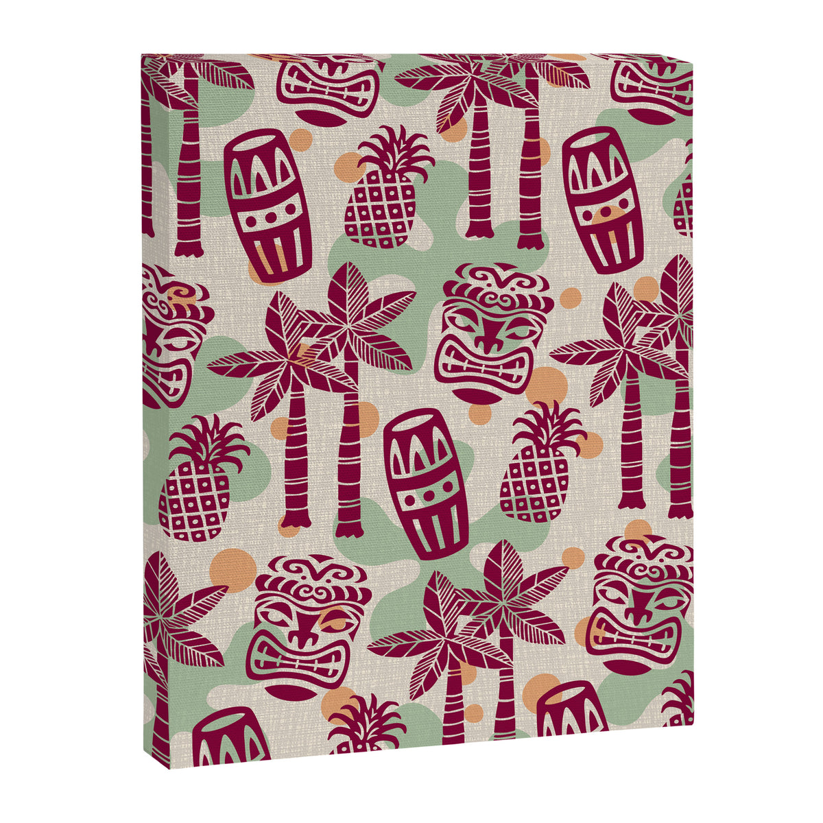 Retro Mid Century Modern Tiki Pattern 540 Red Green Orange and Beige Canvas Print Gallery Image 8