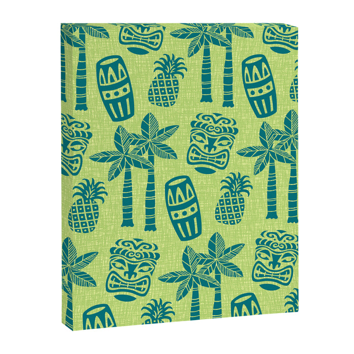 Retro Mid Century Modern Tiki Pattern 543 Green and Chartreuse Tweed Canvas Print Gallery Image 1