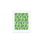 Retro Mid Century Modern Tiki Pattern 543 Green and Chartreuse Tweed Art Print Gallery Image 1