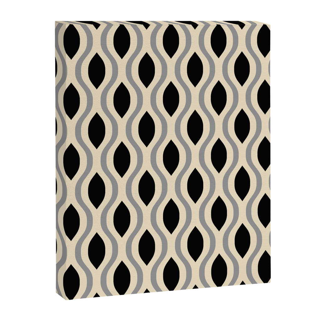 Retro Ogee Pattern 446 Black Beige and Gray Canvas Print Gallery Image 8