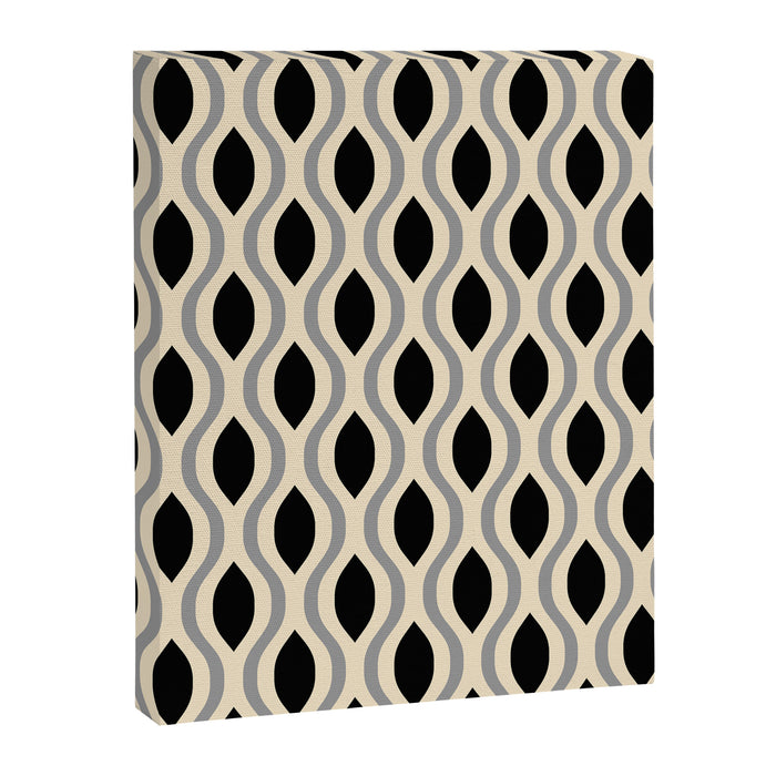 Retro Ogee Pattern 446 Black Beige and Gray Canvas Print Gallery Image 1