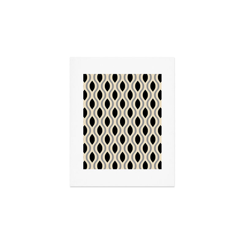 Retro Ogee Pattern 446 Black Beige and Gray Art Print Gallery Image 1