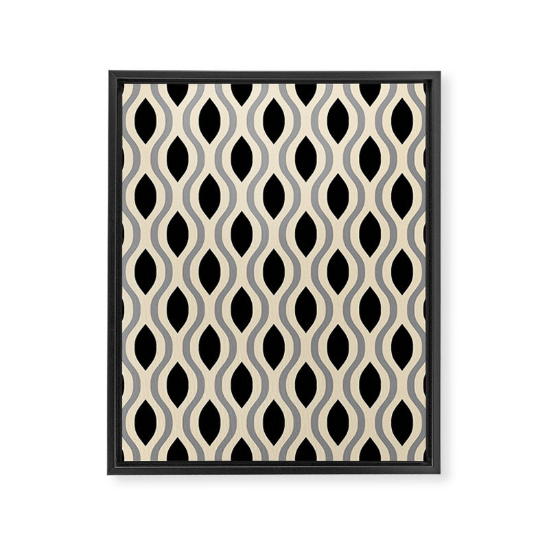 Retro Ogee Pattern 446 Black Beige and Gray Framed Canvas Print Gallery Image 8
