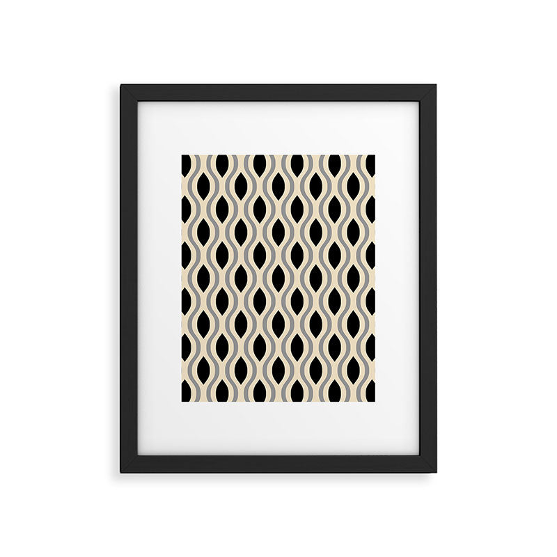 Retro Ogee Pattern 446 Black Beige and Gray Framed Art Print Gallery Image 6