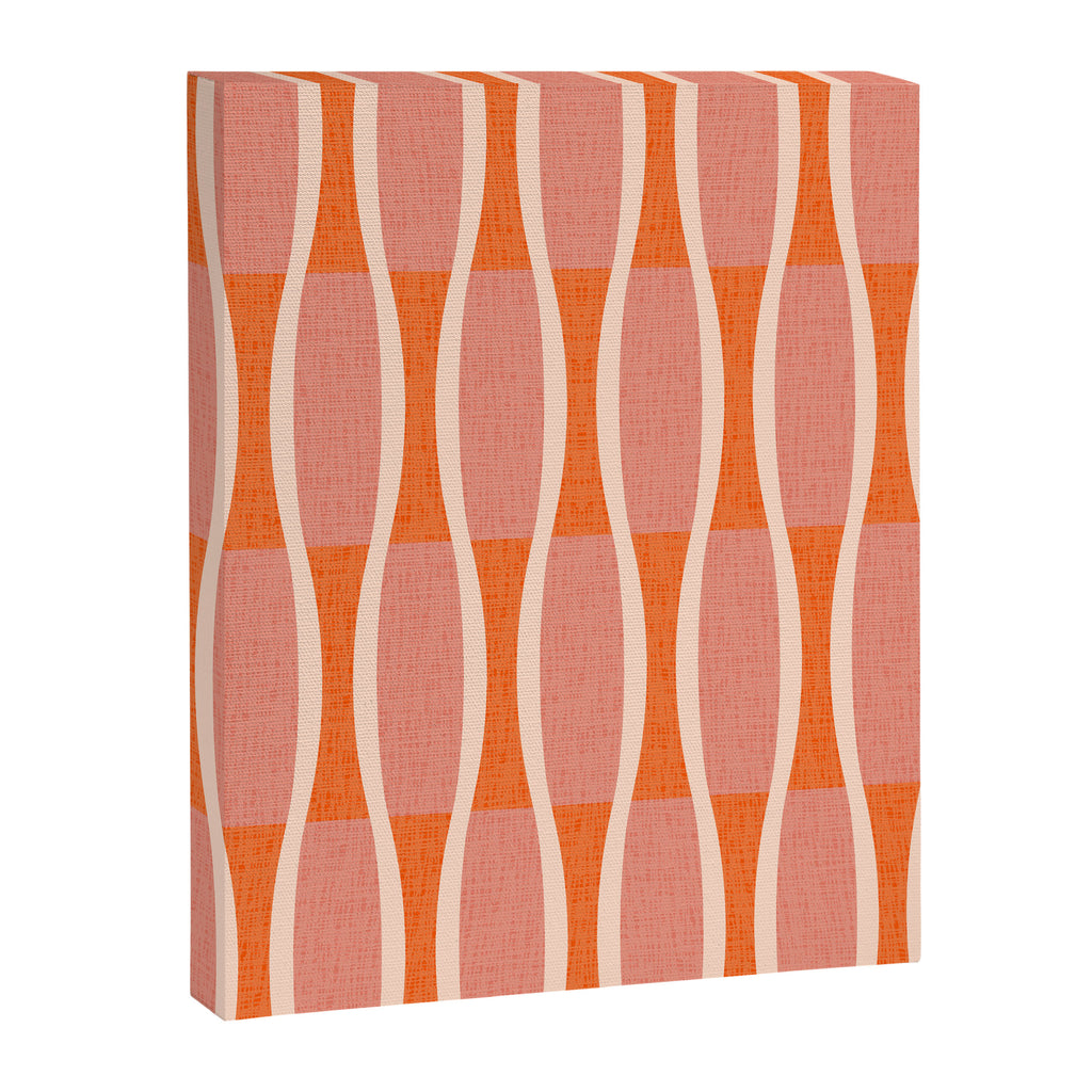 Retro Tiki Pin Stripes 327 Populuxe Orange Pink and Beige Canvas Print Gallery Image 8