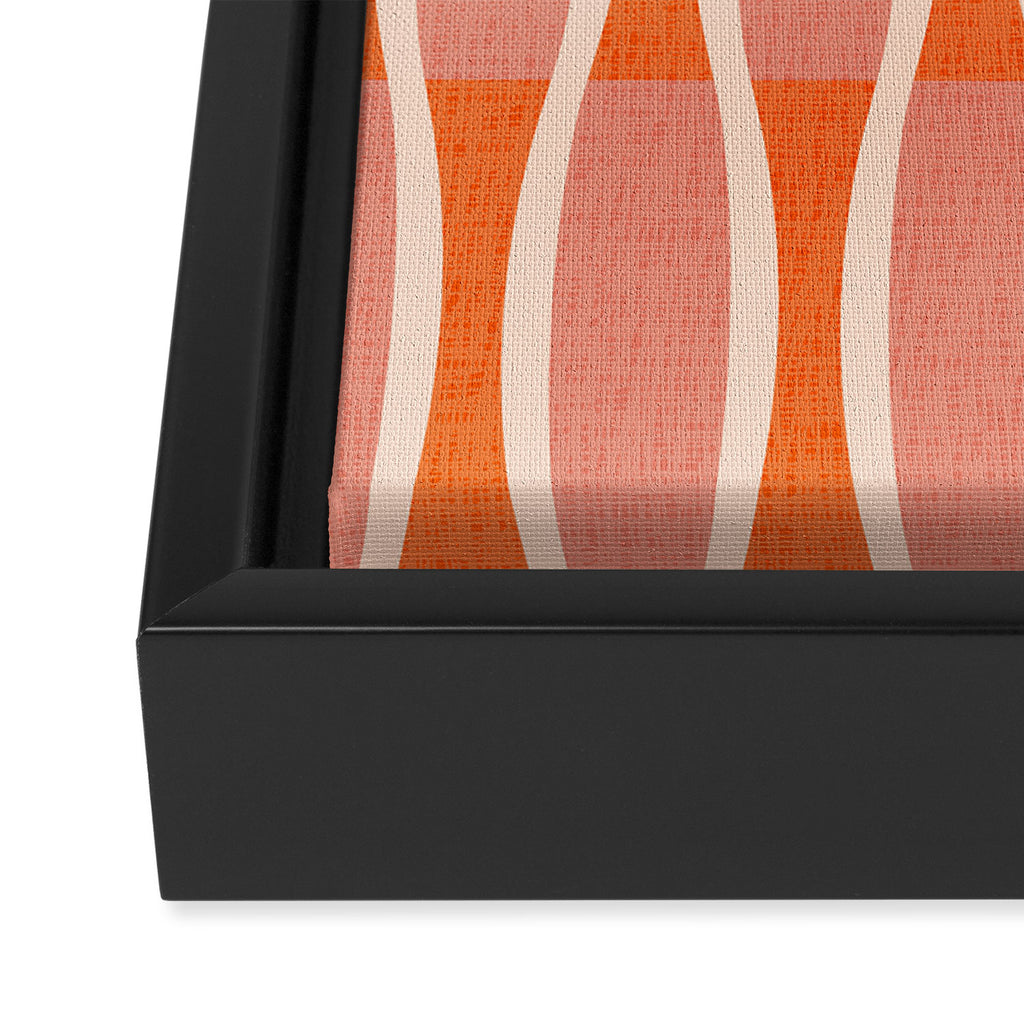 Retro Tiki Pin Stripes 327 Populuxe Orange Pink and Beige Framed Canvas Print Gallery Image 3
