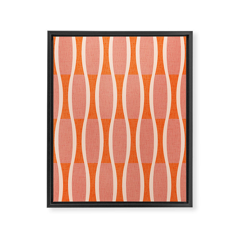 Retro Tiki Pin Stripes 327 Populuxe Orange Pink and Beige Framed Canvas Print Gallery Image 8