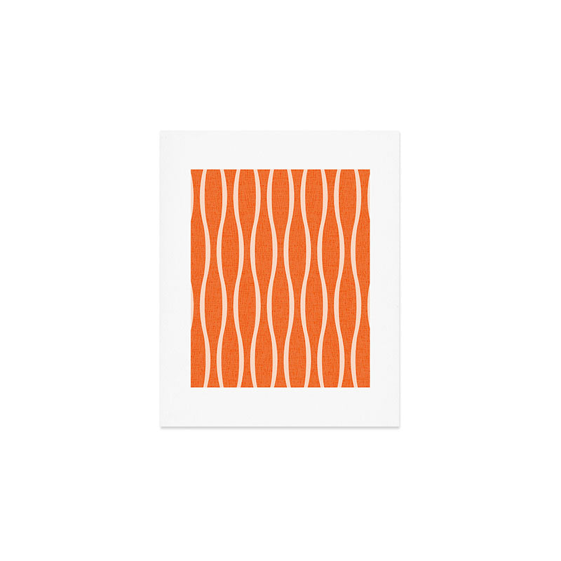 Retro Tiki Pin Stripes 329 Orange and Beige Art Print Gallery Image 1