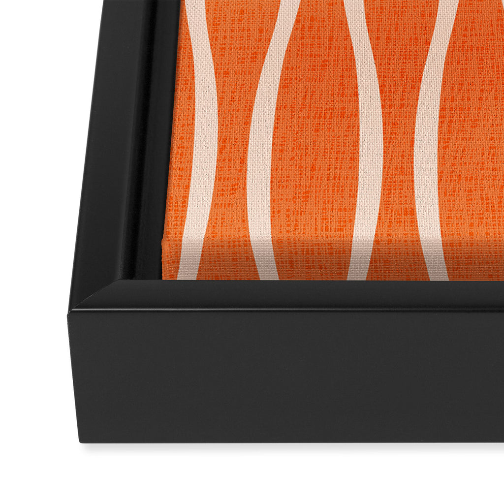 Retro Tiki Pin Stripes 329 Orange and Beige Framed Canvas Print Gallery Image 3
