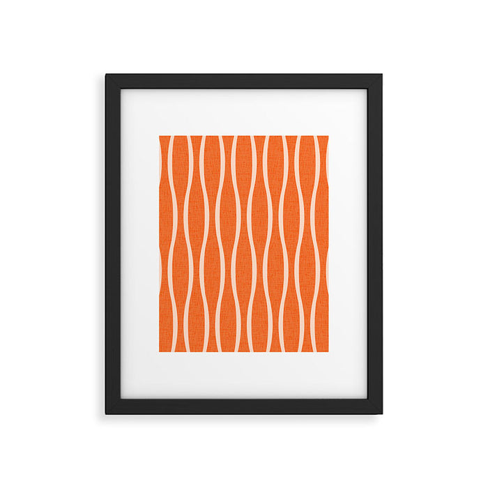 Retro Tiki Pin Stripes 329 Orange and Beige Framed Art Print Gallery Image 1