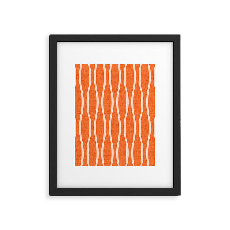 Retro Tiki Pin Stripes 329 Orange and Beige Framed Art Print Gallery Image 6