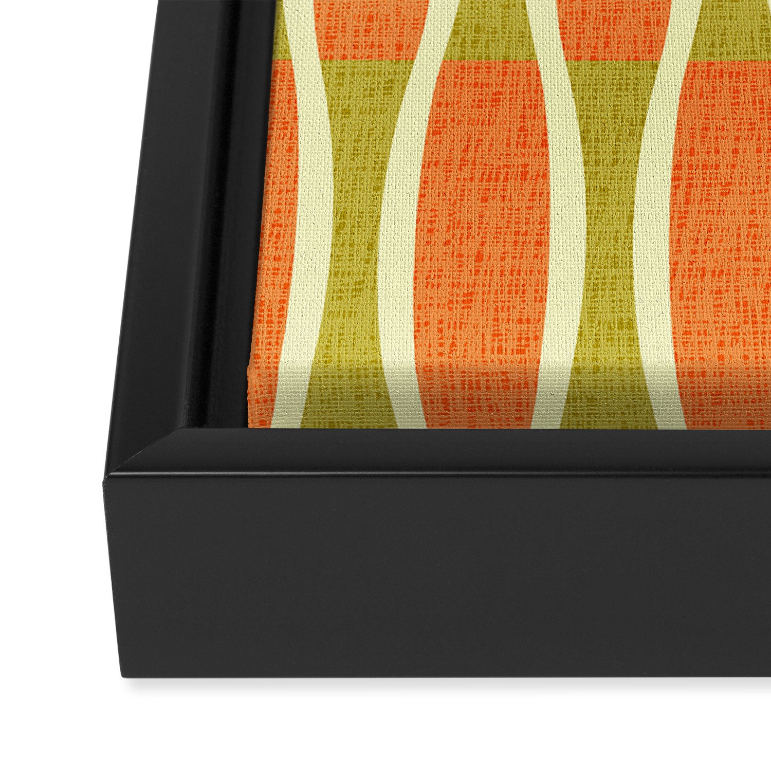 Retro Tiki Pin Stripes 336 Orange Gold and Beige Framed Canvas Print Gallery Image 3