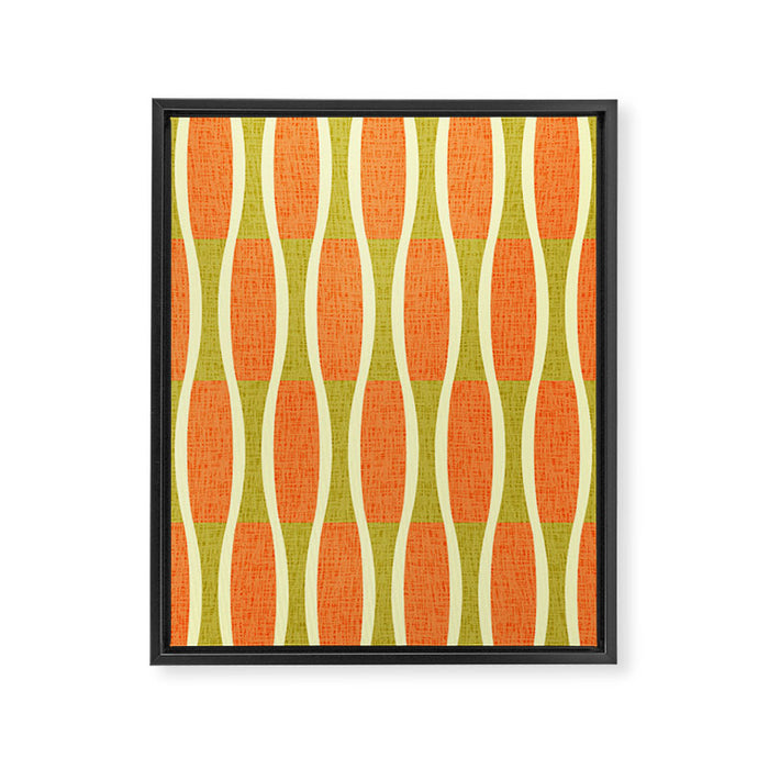 Retro Tiki Pin Stripes 336 Orange Gold and Beige Framed Canvas Print Gallery Image 1