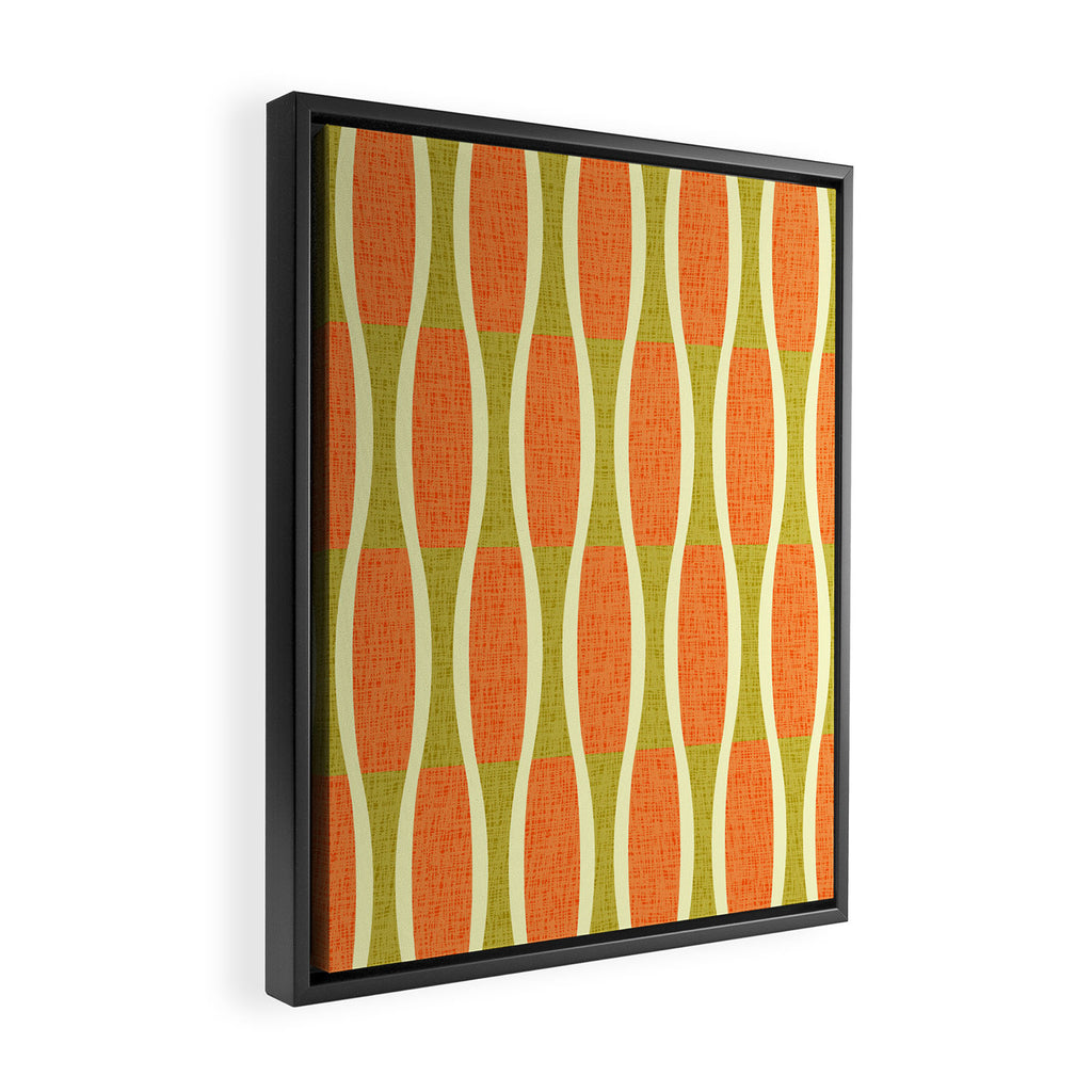 Retro Tiki Pin Stripes 336 Orange Gold and Beige Framed Canvas Print Gallery Image 2