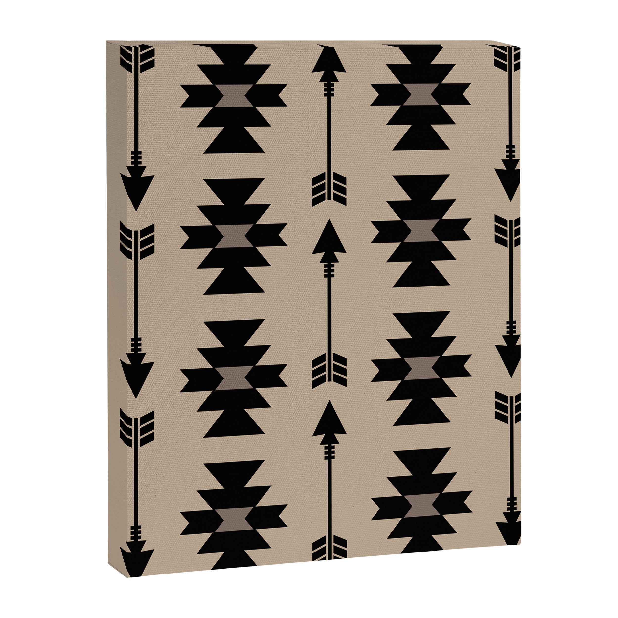 Southwestern Arrow Pattern 232 Black and Beige Canvas Print Gallery Image 8