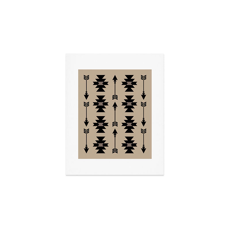 Southwestern Arrow Pattern 232 Black and Beige Art Print Gallery Image 1