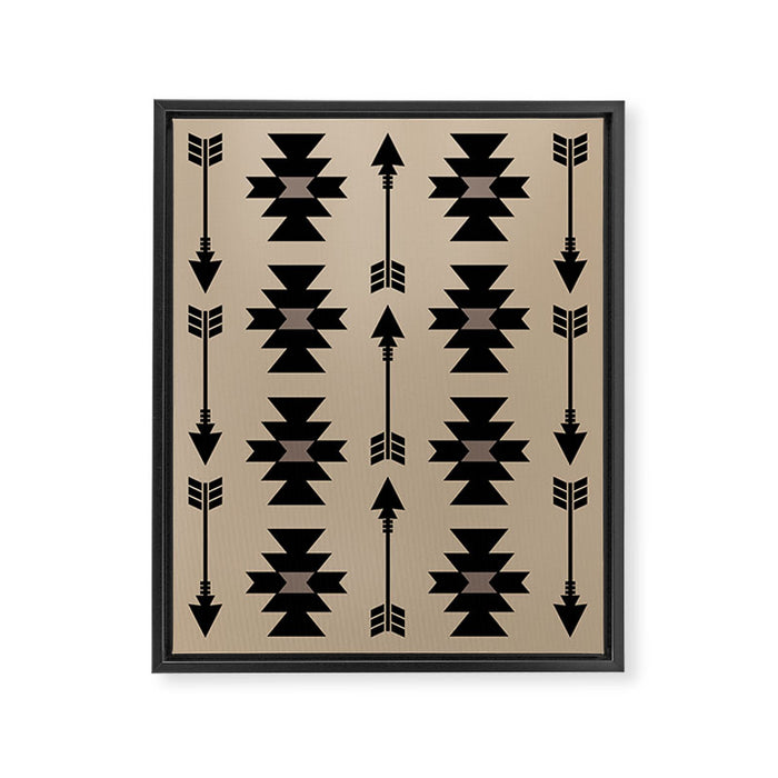 Southwestern Arrow Pattern 232 Black and Beige Framed Canvas Print Gallery Image 1