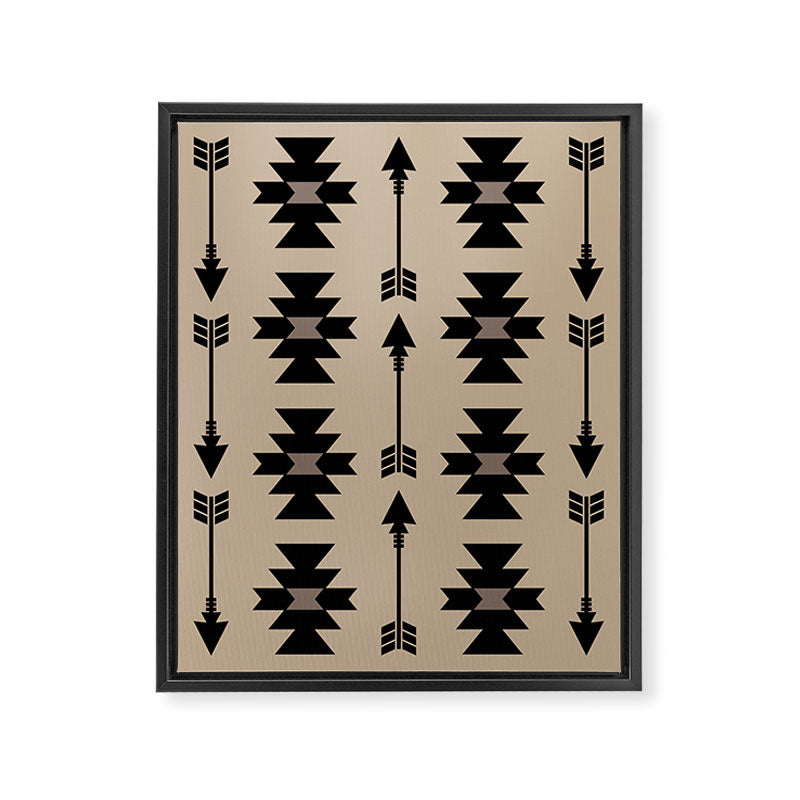 Southwestern Arrow Pattern 232 Black and Beige Framed Canvas Print Gallery Image 8