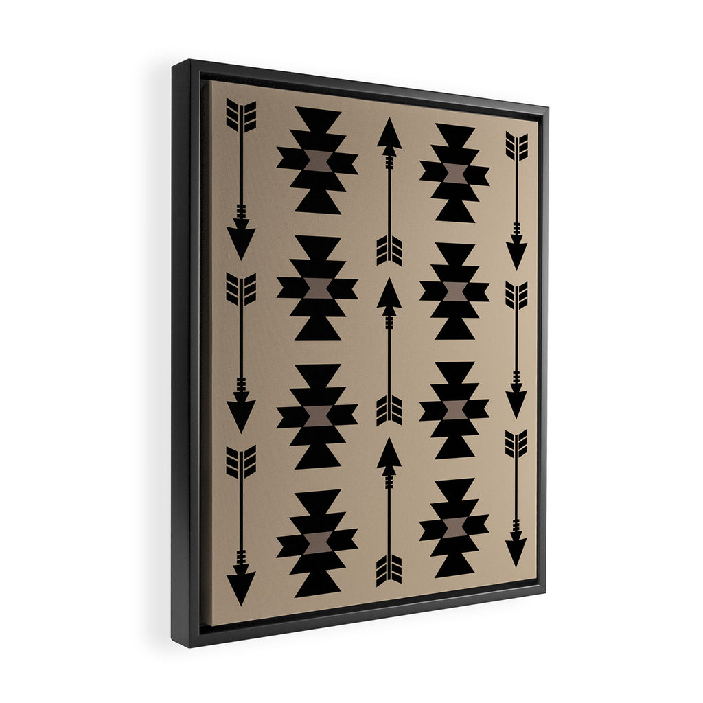Southwestern Arrow Pattern 232 Black and Beige Framed Canvas Print Gallery Image 2