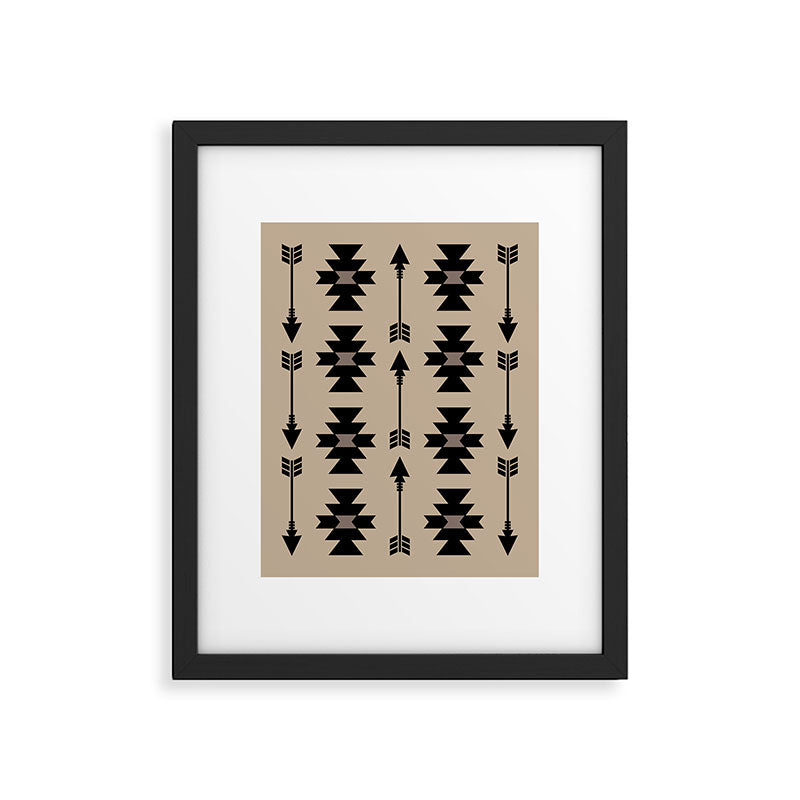 Southwestern Arrow Pattern 232 Black and Beige Framed Art Print Gallery Image 6
