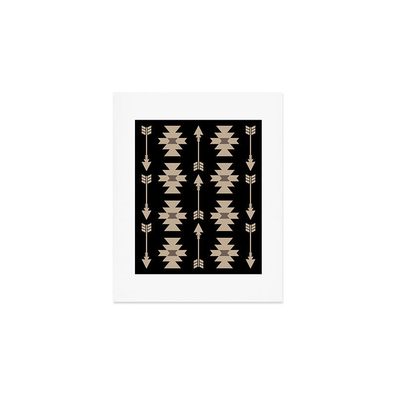 Southwestern Arrow Pattern 233 Black and Beige Art Print Gallery Image 1