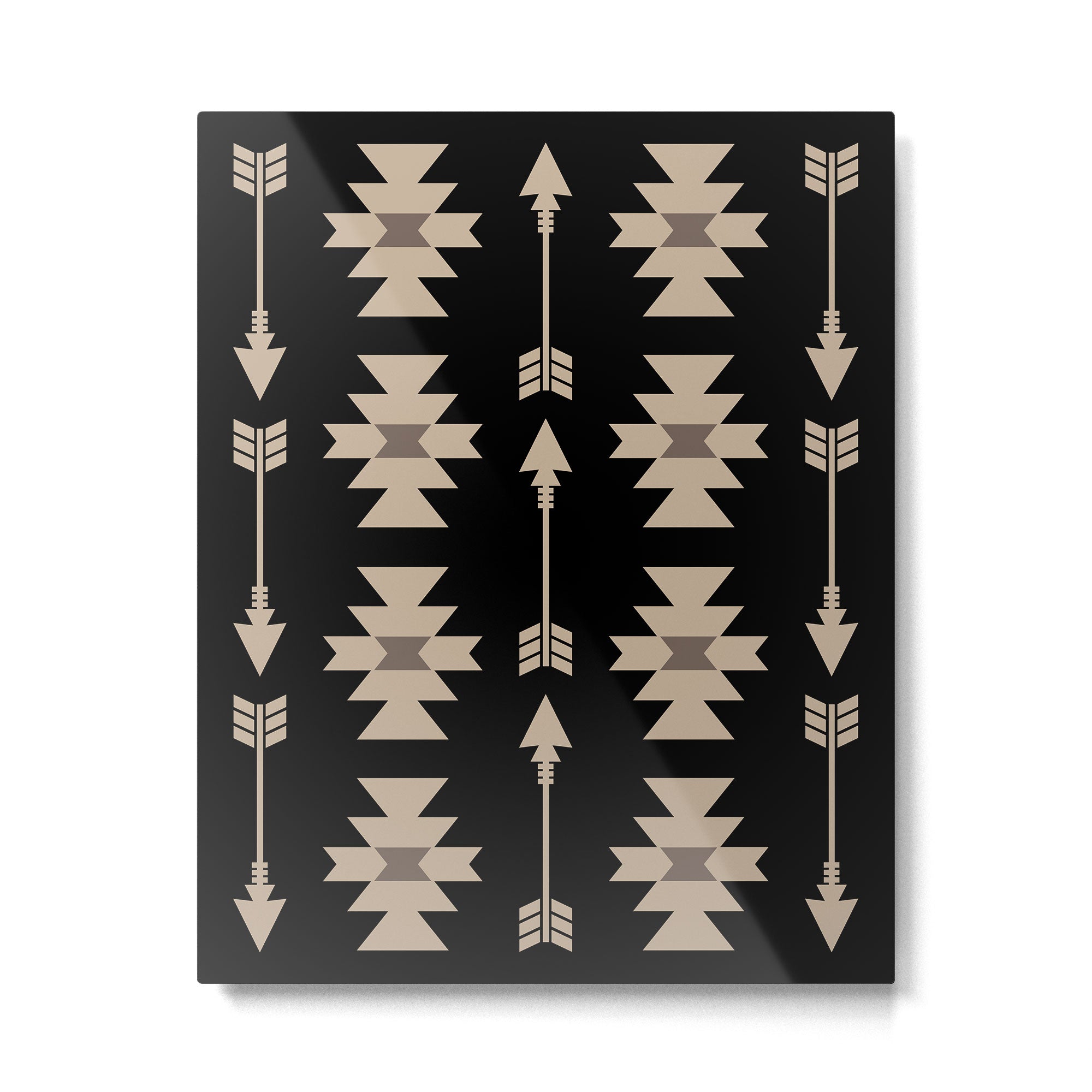 Southwestern Arrow Pattern 233 Black and Beige Metal Print Gallery Image 6