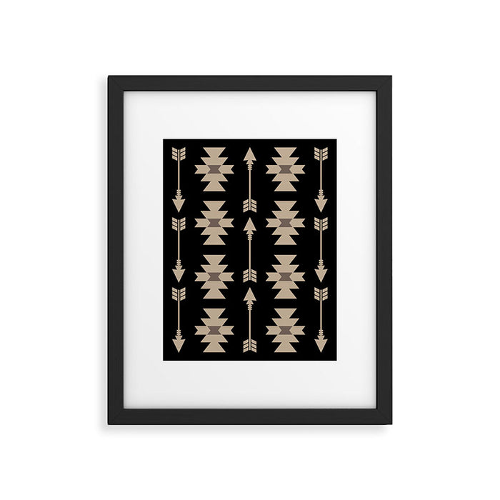 Southwestern Arrow Pattern 233 Black and Beige Framed Art Print Gallery Image 1