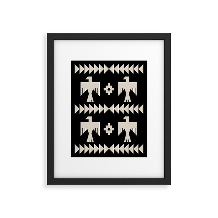 Southwestern Eagle and Arrow Pattern 121 Black and Linen White Framed Art Print Gallery Image 1