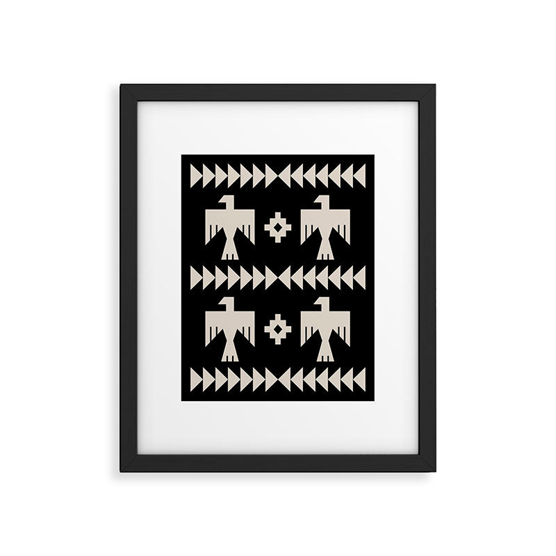 Southwestern Eagle and Arrow Pattern 121 Black and Linen White Framed Art Print Gallery Image 6