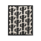 Southwestern Modern Desert Cactus Pattern 860 Black and Linen White Framed Canvas Print Gallery Image 8