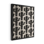 Southwestern Modern Desert Cactus Pattern 860 Black and Linen White Framed Canvas Print Gallery Image 2