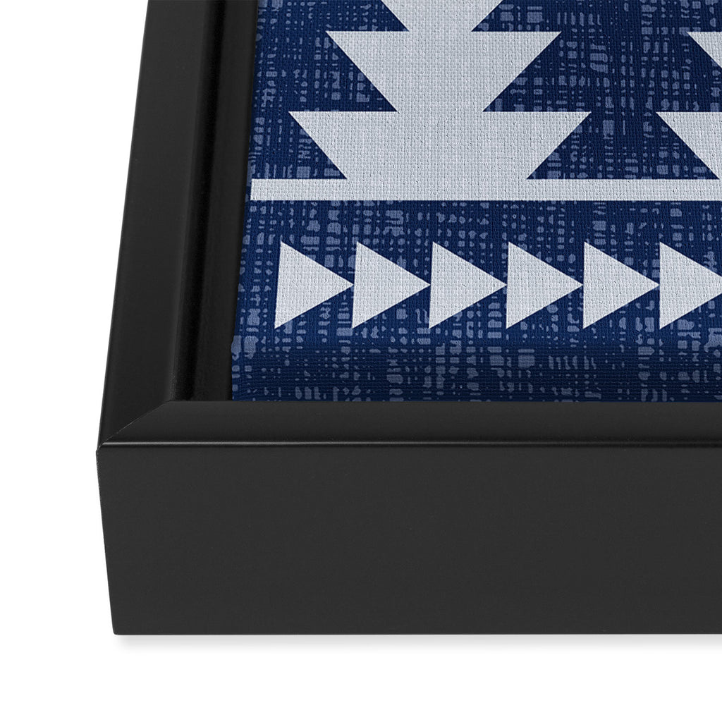 Southwestern Pattern 128 Indigo Blue Framed Canvas Print Gallery Image 3