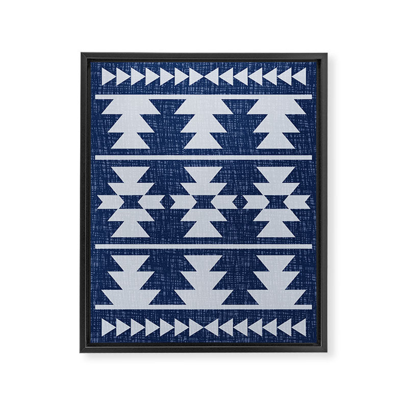 Southwestern Pattern 128 Indigo Blue Framed Canvas Print Gallery Image 8