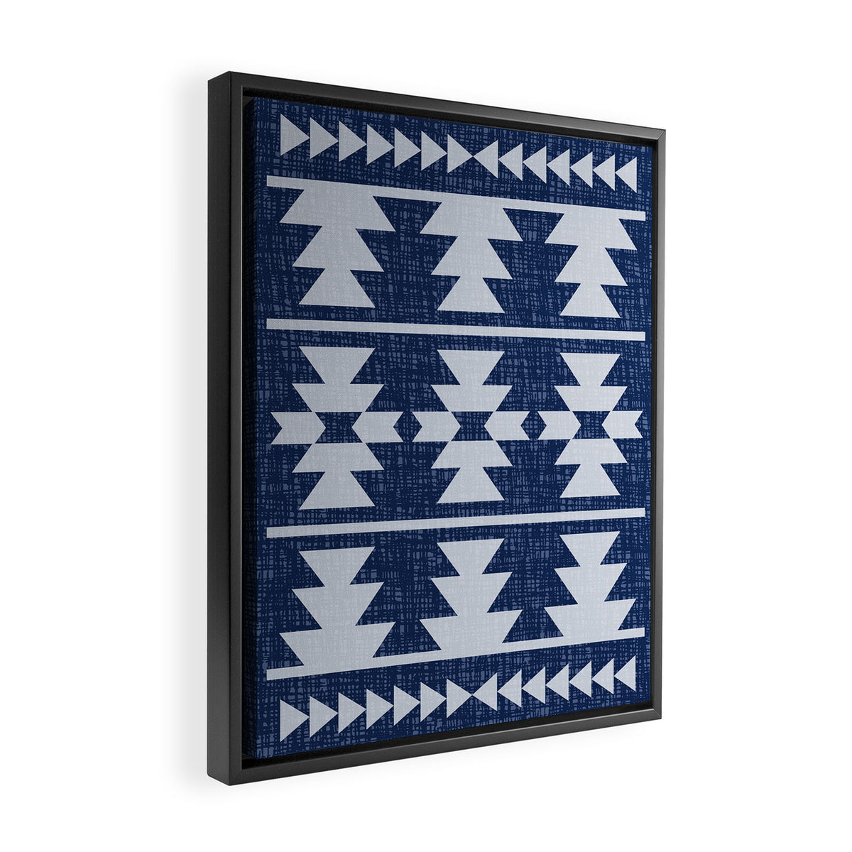 Southwestern Pattern 128 Indigo Blue Framed Canvas Print Gallery Image 2