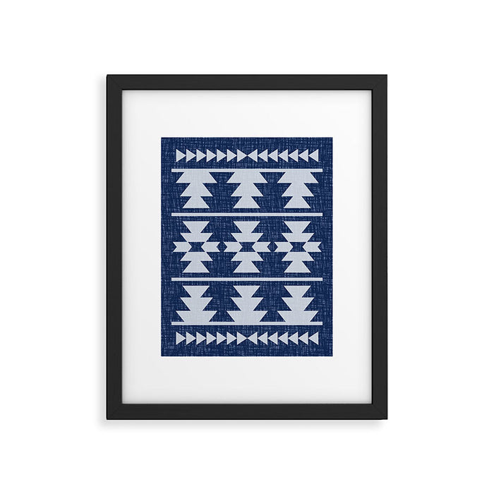 Southwestern Pattern 128 Indigo Blue Framed Art Print Gallery Image 1