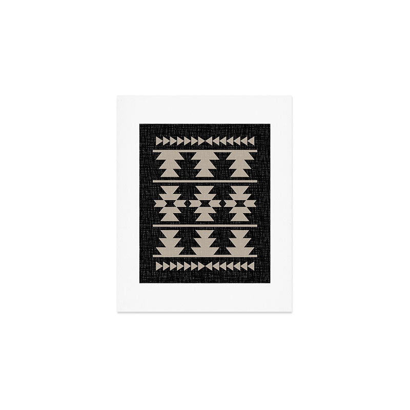 Southwestern Pattern 129 Black and Linen Art Print Gallery Image 1